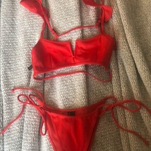Kendall and Kylie red poppy bikini